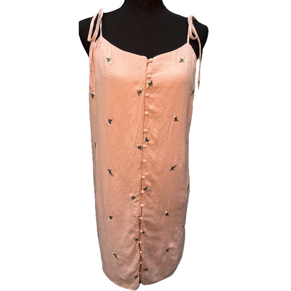 Hailey Lyn Mini Dress Women's 4 Lt. Blush Pink Floral Embroidered Lined Spagetti